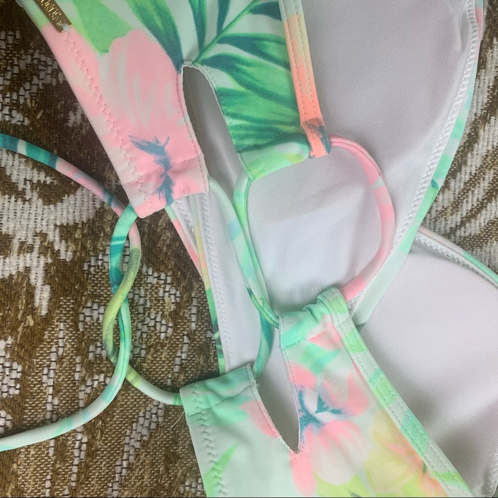 PINK Botanical Floral Tropic Swim Top - Picture 2 of 7